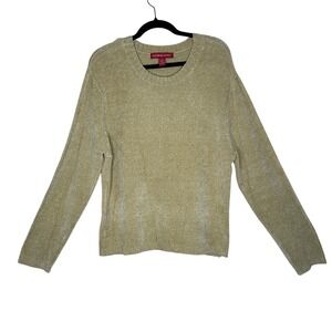 Gloria Vanderbilt VTG NWT‎ Preppy Sweater Women's XL Gold Crewneck Long Sleeve